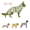 dog breed silhouettes set with names of Royalty Free Stock Photo