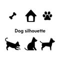 Dog-breeds-silhouettes-vector-design-home-footprint-bone Royalty Free Stock Photo