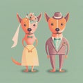 Dog bride and groom. Lovely wedding couple. Generative AI Royalty Free Stock Photo