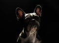 Dog bulldog faithful dog playful nice black background white Royalty Free Stock Photo