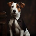 Dog in a Business Suit, Animal Businessman, Cute Pet Boss, Dog Headed Man in a Formal Business Suit Royalty Free Stock Photo