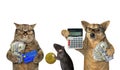 Dog with cat and rat make money Royalty Free Stock Photo