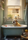 Dog canine bathroom bath animal pet bathtub