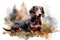 Dog canine dachshund animal domestic brown pet purebred black portrait breed pedigree cute background Royalty Free Stock Photo