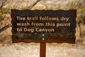 Dog Canyon Hiking Directions Sign Royalty Free Stock Photo