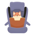 Dog car seat trip icon cartoon vector. Travel road