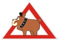 Dog in car, traffic sign, sticker, vector icon