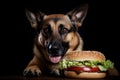 Dog care hamburger puppy. Generate AI