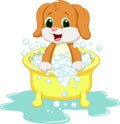 Dog cartoon bathing Royalty Free Stock Photo