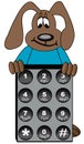 Dog cartoon with phone key pad Royalty Free Stock Photo