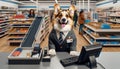 Dog Cashier at Supermarket Royalty Free Stock Photo