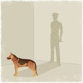 Dog casting shadow of guard