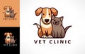 Dog and cat logo. Pet clinic design vector. Nurseries for pets. Royalty Free Stock Photo