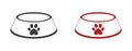 Dog, cat, animal or pet, food bowls, vector illustration. Set of icons. Web design