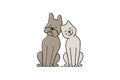 The dog and cat clung to each other Royalty Free Stock Photo