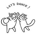 Dog and cat dancing together. vector illustration Royalty Free Stock Photo