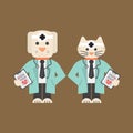 Dog And Cat In Doctor Uniform.