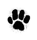 Dog cat fluffy footstep trail icon.Puppy kitty pet footprint stencil drawing sign. Royalty Free Stock Photo