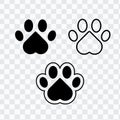 Dog or cat footprint vector icon illustration, animal paw print isolated on transparent background. Royalty Free Stock Photo