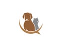 Dog beside cat a friendly pet family logo Royalty Free Stock Photo