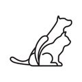 Dog and Cat Icon. Concept for Healthcare Medicine and Pet Care. Outline and Black Domestic Animal. Pets Symbol, Icon and Badge.