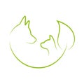 Dog, cat and leaf, veterinarian, logo, veterinarian logo, animals logo, icon, animal keeper logo, animal keeper icon, dogs logo Royalty Free Stock Photo