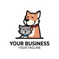 Smilling Dog and cat logo design for pet shop Royalty Free Stock Photo