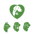 Dog and Cat logo. Simple but attractive drawing in green color.