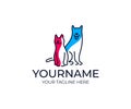 Dog and cat logo template. Veterinary science and care behind pets vector design Royalty Free Stock Photo