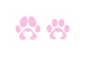 Dog cat love paw print with heart shape logo design set Royalty Free Stock Photo