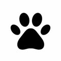 Dog or cat paw. Black paw print isolated on white background