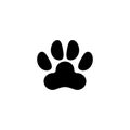 Dog or Cat Paw Print, Animal Imprint. Flat Vector Icon illustration. Simple black symbol on white background. Dog or Cat Paw Print Royalty Free Stock Photo