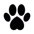 Dog or cat paw print with heart flat vector icon for animal apps and websites Royalty Free Stock Photo