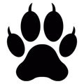 Dog or cat paw print with heart flat vector icon for animal apps and websites