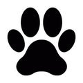 Dog or cat paw print with heart flat vector icon for animal apps and websites