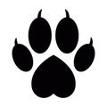 Dog or cat paw print with heart flat vector icon for animal apps and websites Royalty Free Stock Photo