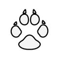 Dog or cat paw print line art vector icon for animal apps and websites Royalty Free Stock Photo