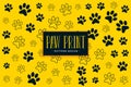Dog or cat paw prints pattern background