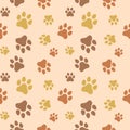 Dog and Cat paw seamless pattern vector doodle abstract animal footprint background for fabric, texture and wallpaper illustration Royalty Free Stock Photo