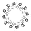 Dog cat pet animal paw foot hand drawn ink sketch frame border art vector