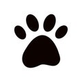 Dog or cat pet paw flat logo icon silhouette. Simple black vector illustration isolated on white background. Kitten or puppy leg Royalty Free Stock Photo