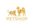 Dog and cat, pets, veterinary and care behind pets, logo design. Animal, animal shelter and protection, pet shop, vector design