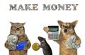 Dog with cat and rat make money 2 Royalty Free Stock Photo