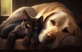 Dog and cat relaxing Royalty Free Stock Photo