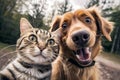 Dog and Cat Selfie Image. Generative AI Royalty Free Stock Photo