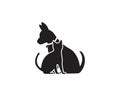 Dog and cat shiluette logo vector illustration Royalty Free Stock Photo