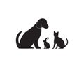 Dog and cat shiluette logo vector illustration Royalty Free Stock Photo