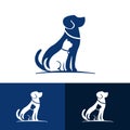 Dog and cat silhouette happy pets logo with some color variations, simple monochromatic animal logo for rescue, adoption, pet care