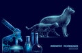 Dog and cat silhouette microscope. Veterinary care health treatment. Clinic online doctor vet center analysis. Logo Royalty Free Stock Photo