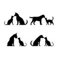 Dog and cat silhouette vector illustration Royalty Free Stock Photo